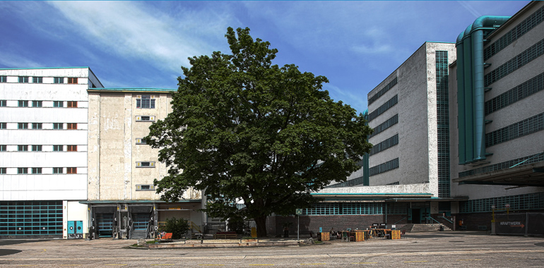 Der Innenhof der Tabakfabrik Linz, in der das urbane Containerdorf entsteht.