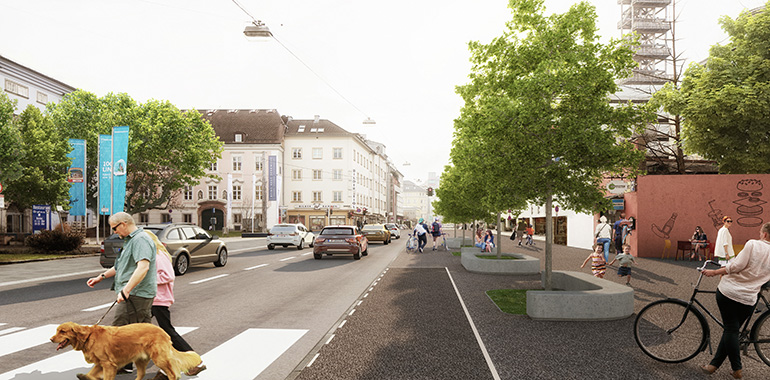 Durchzugsstraße von Autobahn-Format: die Linzer Dametzstraße