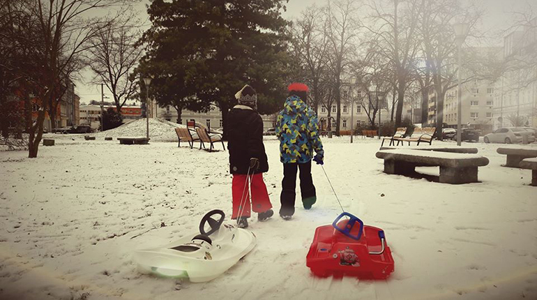 Winter-Idylle im Andreas-Hofer-Park, unter dem eine Tiefgarage eintstehen soll.