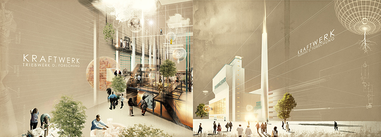 Visualisierung: das ehemalige Kraftwerk als Versuchsanstalt für Visionen und Innovationen