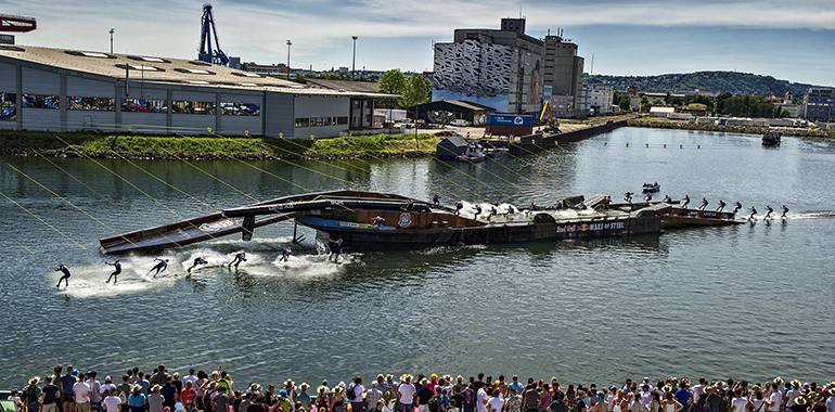 Athlete performs at the Red Bull Wake of Steel in Linz, Austria on May 21, 2016 Editors Note: Image contains multiple photographs // Sebastian Marko/Red Bull Content Pool // P-20160521-00787 // Usage for editorial use only // Please go to www.redbullcontentpool.com for further information. //