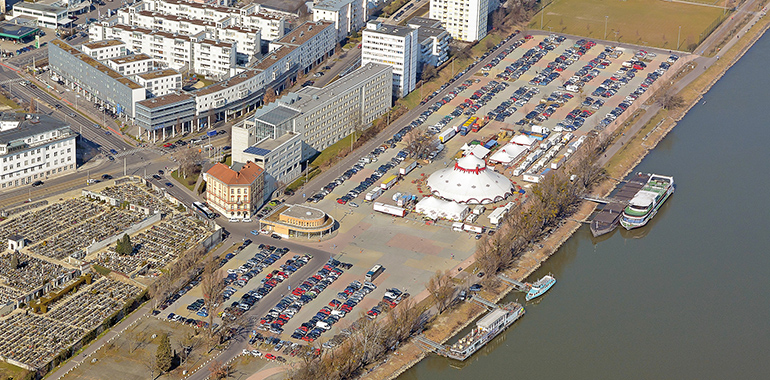 Das Jahrmarktgelände aus der Vogelperspektive (Foto: Pertlwieser/PTU)