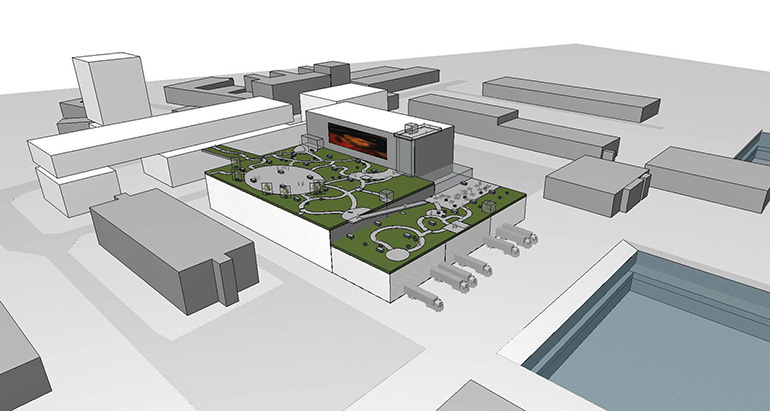 Kein Wasserzugang: Entwurf der "Hafenstadt", die am Dach einer Lagerhalle entstehen soll.