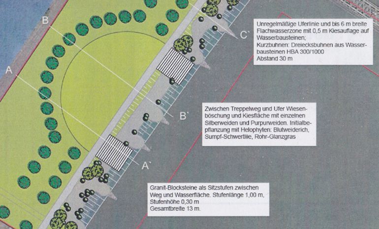 Die geplante Ufergestaltung in Urfahr ermöglicht einen Wasserzugang zur Donau.
