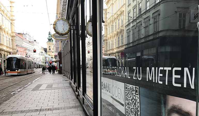 Nachmieter gesucht: Leerstand in der Schmidtorgasse zwischen Taubenmarkt und Hauptplatz