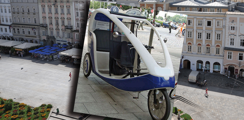 Dreifaltigkeitssäule auf dem Hauptplatz Linz, Blick auf das Linzer Schloss mit dem neuen Südflügel!