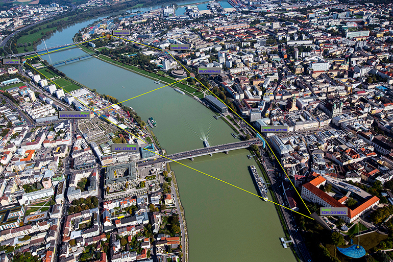 Die Kepler-Seilbahn würde die Donau zweimal überqueren.