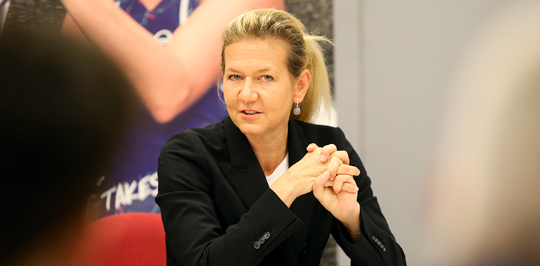 LINZ,AUSTRIA,11.SEP.19 - TENNIS - WTA Tour, Upper Austria Ladies Linz, press conference. Image shows Sandra Reichel. Photo: GEPA pictures/ Mathias Mandl