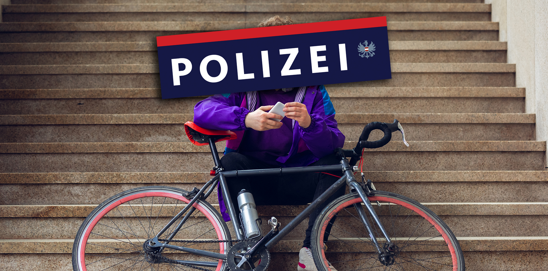 Handsome young man using mobile phone and headphones while standing near his bicycle. Listen to music, scrolling news, chatting, talking with friends on the go. All the services in device anywhere.