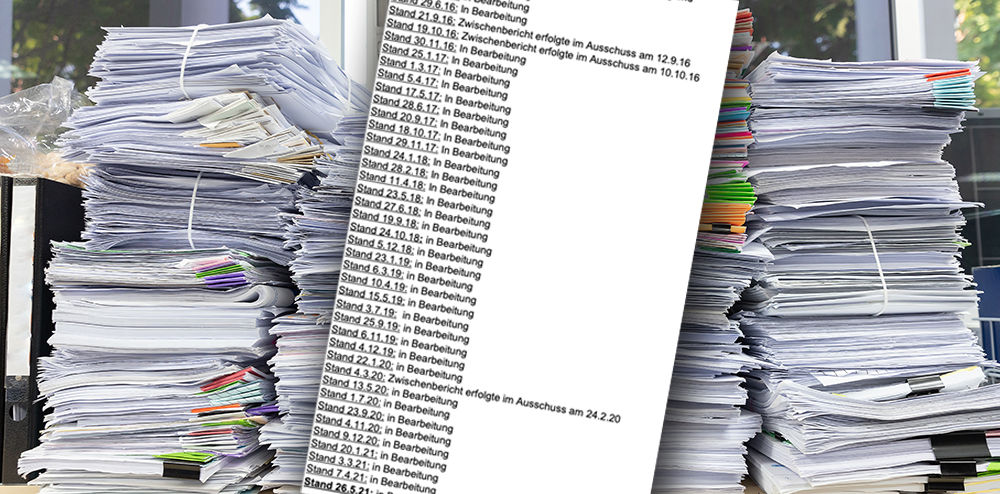 Business and finance concept of office working, Pile of unfinished documents on office desk, Stack of business paper