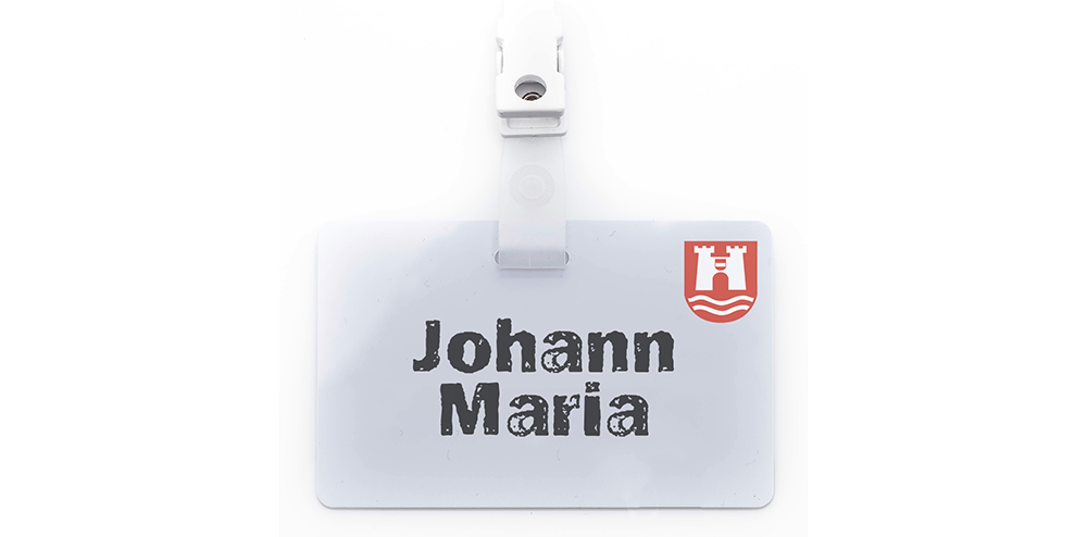 Strap employee cards on white background