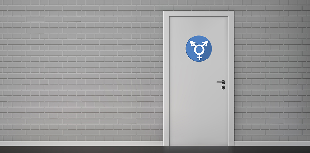 Empty room interior with brick wall and closed white door realistic vector illustration