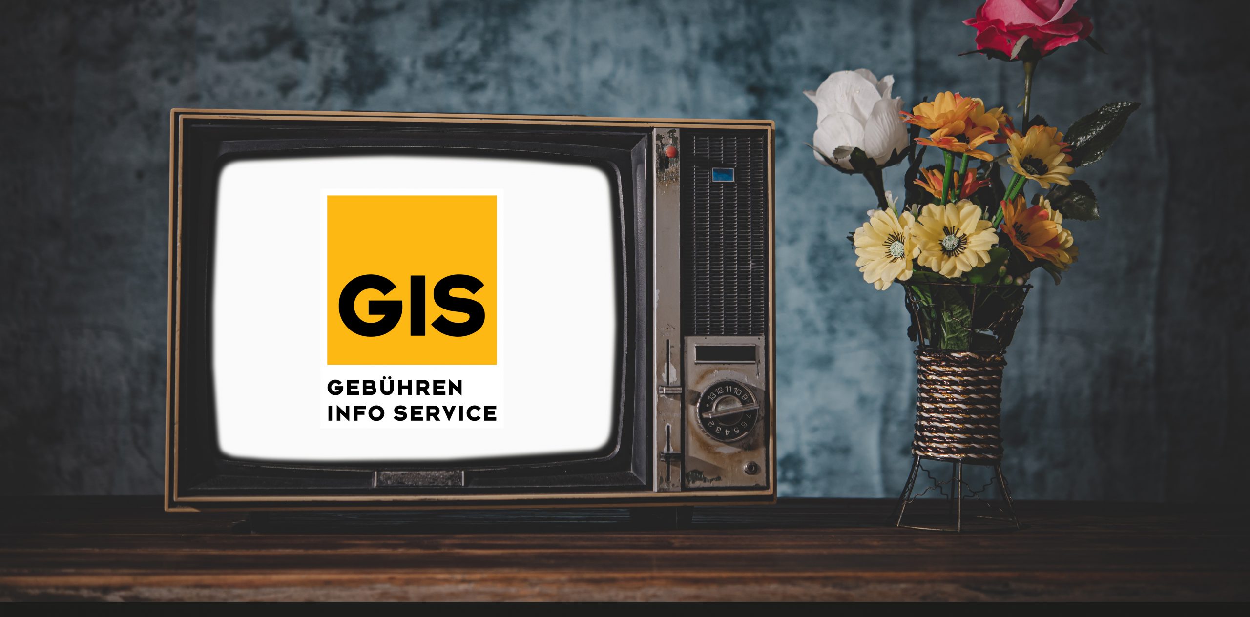 Old retro TV It's still life with flower vases.