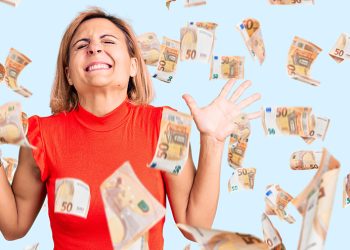 Young blonde woman wearing casual clothes celebrating mad and crazy for success with arms raised and closed eyes screaming excited. winner concept