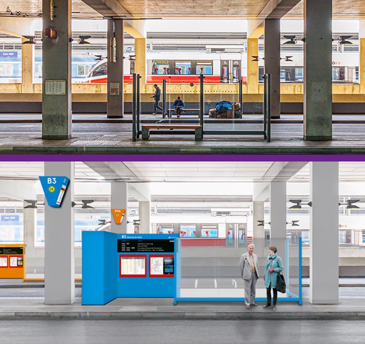 Auch die Wartebereiche werden aufgewertet und neu gestaltet. (Bilder: Schiene OÖ)